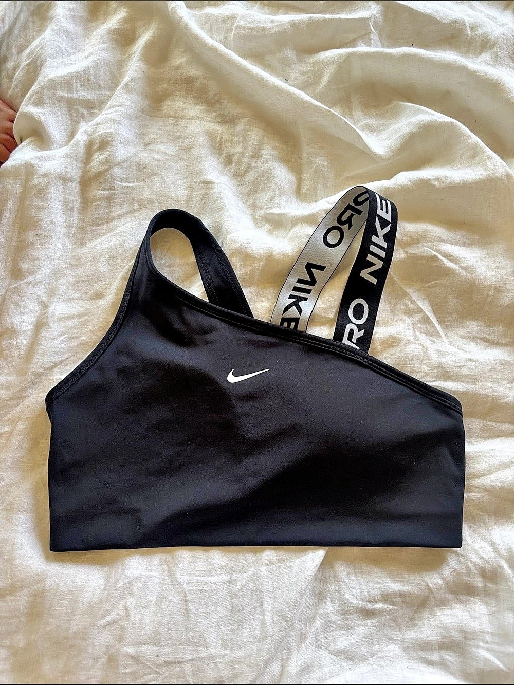 Nike Pro Swoosh Asymmetrical Padded Sports Bra Black